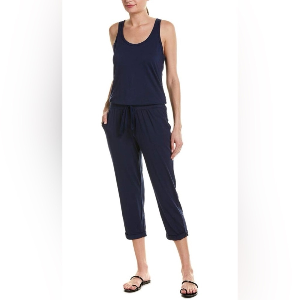 Michael Stars Navy Blue Women’s Sleeveless Theo Romper with drawstring Medium